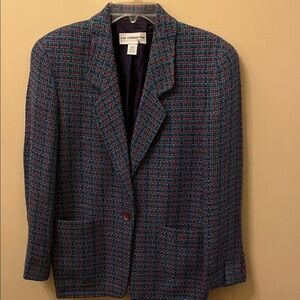 Liz Claiborne Women's Woven Blazer in Blue, Turquoise and Pink.